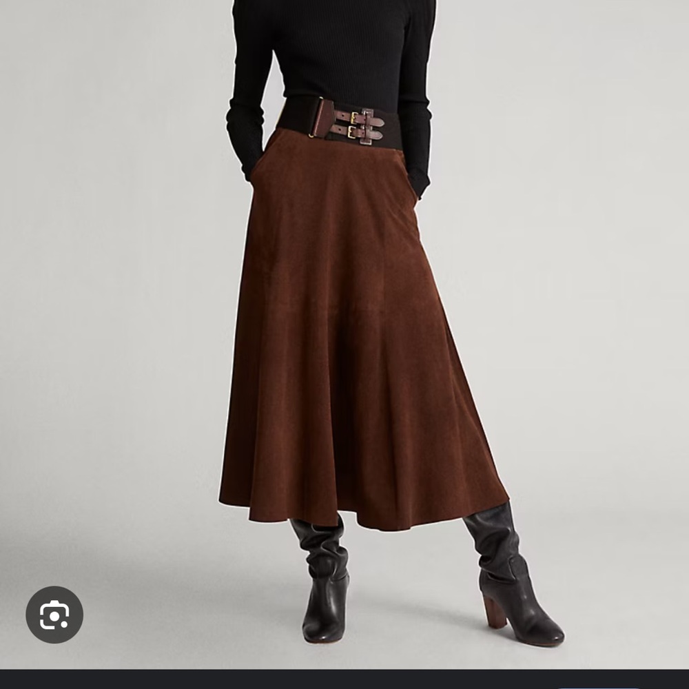 Elegant Brown Ralph Lauren  Suede Skirt